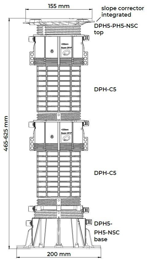DPH-9-PH5 465-625 мм регулируемая опора с корректором уклона